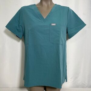 FIGS Technical Collection Catarina One-Pocket Teal Scrub Top Women's MEDIUM